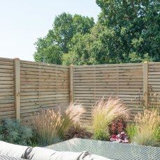 5ft High Forest Double Slatted Fence Panel - Pressure Treated - insitu