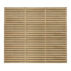 5ft High Forest Double Slatted Fence Panel - Pressure Treated - isolated front view
