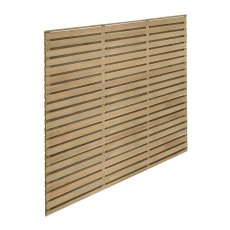 4ft High Forest Double Slatted Fence Panel - Pressure Treated - isolated angled view