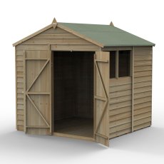 7 x 7 Forest 4Life Overlap Apex Wooden Shed with Double Doors - isolated with doors open