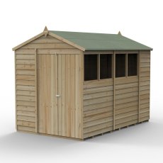 10 x 6 Forest 4Life Overlap Apex Wooden Shed with Double Doors - isolated with doors closed