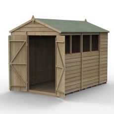 10 x 6 Forest 4Life Overlap Apex Wooden Shed with Double Doors - isolated with doors open