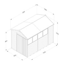 10 x 6 Forest 4Life Overlap Apex Wooden Shed with Double Doors - external dimensions