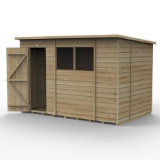 10 x 6 Forest 4Life Overlap Pent Wooden Shed - isolated with door open