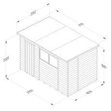 10 x 6 Forest 4Life Overlap Pent Wooden Shed - dimensions