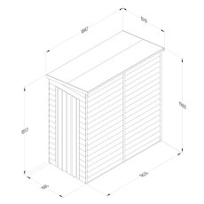 6 x 3 Forest 4Life Overlap Windowless Lean To Wooden Shed - external dimensions