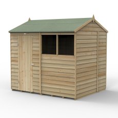 8 x 6 Forest 4Life Overlap Reverse Apex Wooden Shed - isolated with doors closed