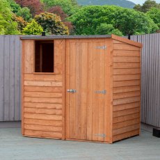 6 x 4 Shire Overlap Pent Shed - angled view with door closed