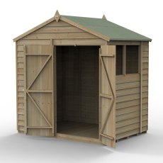 7 x 5 Forest 4Life Overlap Apex Wooden Shed with Double Doors - isolated with doors open