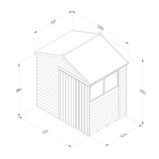 7 x 5 Forest 4Life Overlap Apex Wooden Shed with Double Doors - isolated  external dimensions