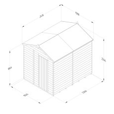 8 x 6 Forest 4Life Overlap Windowless Apex Wooden Shed - external dimensions