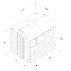 8 x 6 Forest 4Life Overlap Apex Wooden Shed - external dimensions