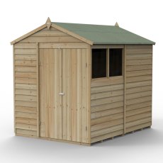 8 x 6 Forest 4Life Overlap Apex Wooden Shed with Double Doors - isolated with doors closed