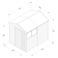 8 x 6 Forest 4Life Overlap Apex Wooden Shed with Double Doors - external dimensions