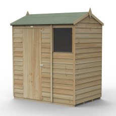 6 x 4 Forest 4Life Overlap Reverse Apex Wooden Shed - isolated with door closed