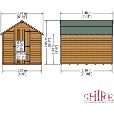 8 x 6 Shire Value Overlap Shed - Pressure Treated - Dimensions