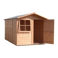 10x7 Shire Tongue and Groove Shed - isolated and angled with door open