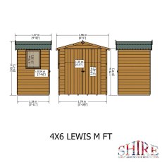 4x6 Shire Lewis Professional Shed - dimensions