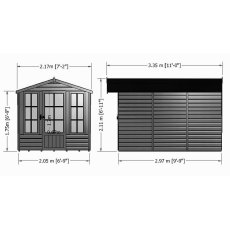 7 x 10 Shire Badminton Summerhouse - external dimensions