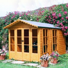 7 x 10 Shire Kensington Summerhouse - angled view from the right  showing windows on one side