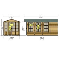 7x13 Shire Lambeth Summerhouse - external dimensions