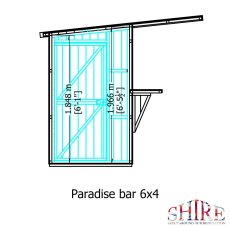 6 x 4 Shire Pent Garden Bar and Store - framing and bearer dimensions