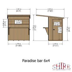 6 x 4 Shire Pent Garden Bar and Store - close up of bar ledge