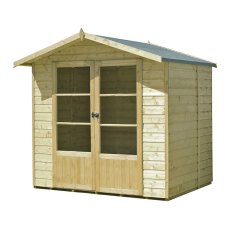 7 x 5 Shire Mumley Summerhouse - Pressure Treated - natural with door closed and angled