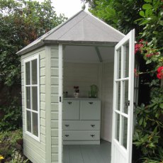 7 x 6 Shire Summerhouse Gazebo - Pressure Treated - painted with door open front elevation