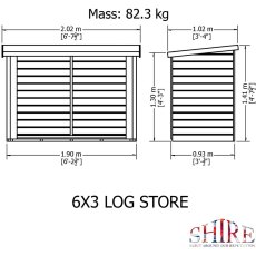 7 x 3 Shire Large Heavy Duty Log Store - external dimensions