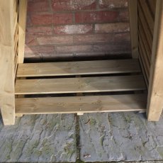 3 x 2 Shire Overlap Small Triangular Log Store - Pressure Treated - floor close up without logs
