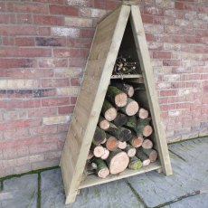 3 x 2 Shire T&G Small Triangular Log Store - Pressure Treated - with logs insitu