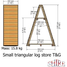 3 x 2 Shire T&G Small Triangular Log Store - Pressure Treated - dimensions