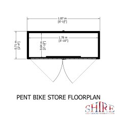 3 x 6 Shire Tongue and Groove Pent Bike Store - Footprint