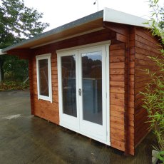 8Gx 10 Shire Marlborough Log Cabin - painted with doors and window closed