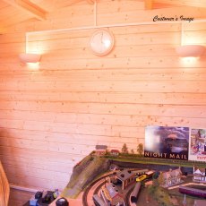 8Gx 10 Shire Marlborough Log Cabin - internal with train set
