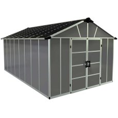 11 x 17 Palram Yukon Plastic Apex Shed - Dark Grey - Isolated