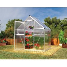 6 x 4 Palram Mythos Greenhouse in Silver - in situ