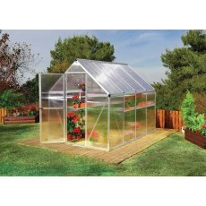 6 x 8 Palram Mythos Greenhouse in Silver - in situ