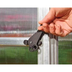 6 x 10 Palram Mythos Greenhouse in Grey - door handle can be locked with a padlock  (shown on silver