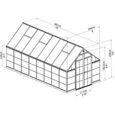 8 x 16 Palram Balance Greenhouse in Silver - dimensions