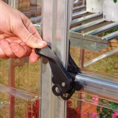 6 x 4 Palram Harmony Greenhouse in Silver - door handle can be locked with a padlock