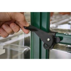 Palram Harmony Greenhouse in Green - door handle can be locked with a padlock