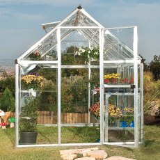 Palram Harmony Greenhouse in Silver - single hinged door