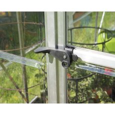 Palram Harmony Greenhouse in Silver - door handle can be locked with a padlock