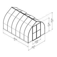 8 x 12 Palram Bella Greenhouse in Silver - dimensions