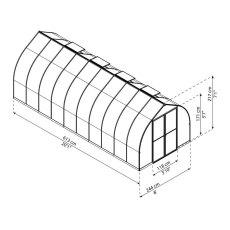 8 x 20 Palram Bella Greenhouse in Silver - dimensions