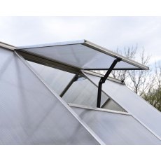 8 x 12 Palram Essence Greenhouse in Silver - manual opening roof vent