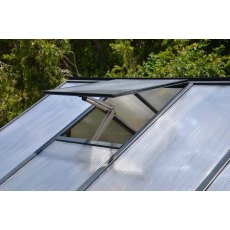 8 x 8 Palram Glory Greenhouse in Anthracite - auto opening roof vent