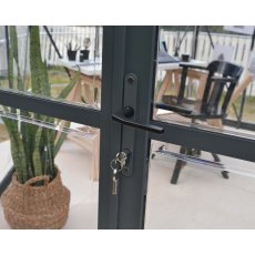 8ft Palram Oasis Hexagonal Greenhouse in Grey - door handle can be locked with a key